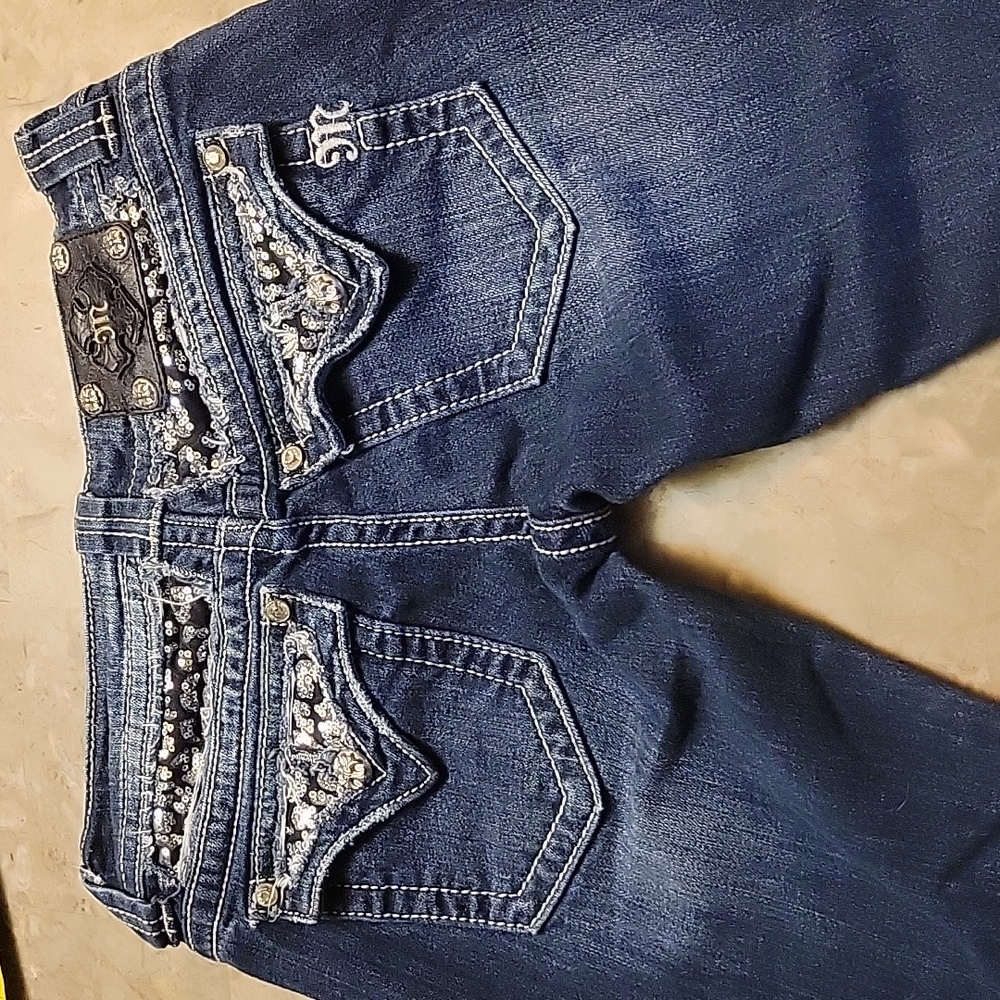 MISS ME JEANS bejeweled boot cut jeans style: JP5002-34R size 28 EUC Y2K fashion - Picture 6 of 11